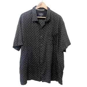 Nat Nast Men's National Nast Black Geometric Patterned Silk Blend Shirt XXL